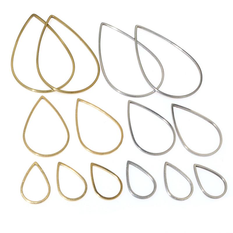 20pcs Waterdrop Closed Frame Charms Drop Rings Pendant Stainless Steel Gold Plated For DIY Jewelry Makings Accessories