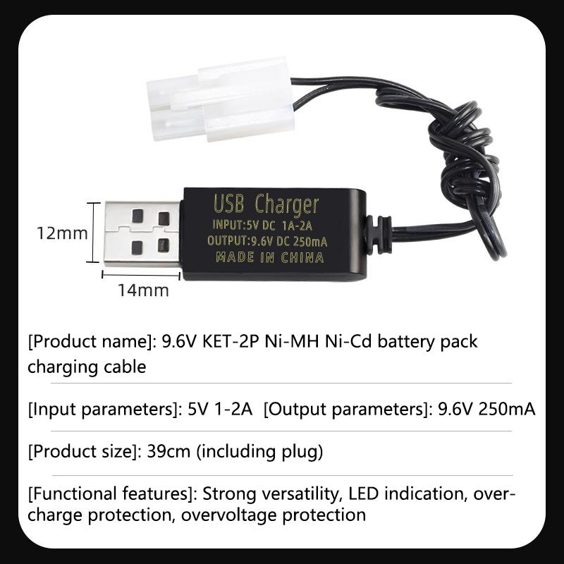 9.6V Charger Ket/2P Plug 250Ma Ni-Cd Ni-Mh Rechargeable Battery Pack Usb Charger