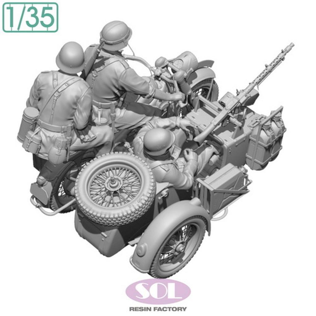 Sol Model WWII German KS750 Military Sidecar with 3 Crew 3D Printer Kit MM879 1/35 Members, (Motorcycle)