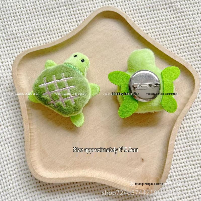 Adorable Turtle Plush Brooch Pendant for Kids' Bags & Clothes
