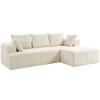 Corner Sofa, 256 cm, Chaise Longue, 3-Seater Sofa Bed, Chenille L-Shaped, Wide Seat, Beige