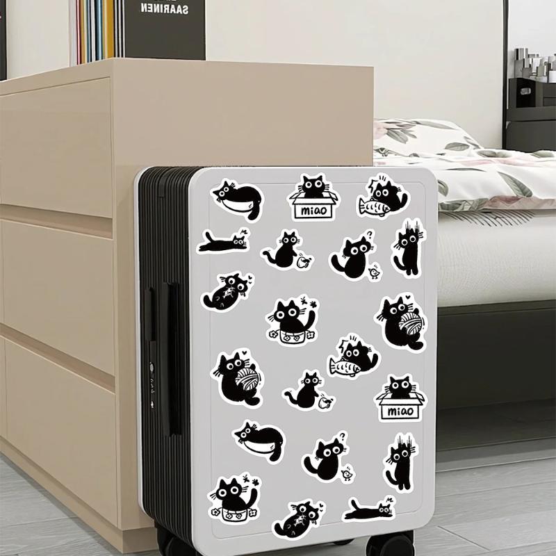 500 Pcs/Set Black Cat Roll Sticker Graffiti Stickers Diy Phone Case Laptop Water Bottle Waterproof Stickers