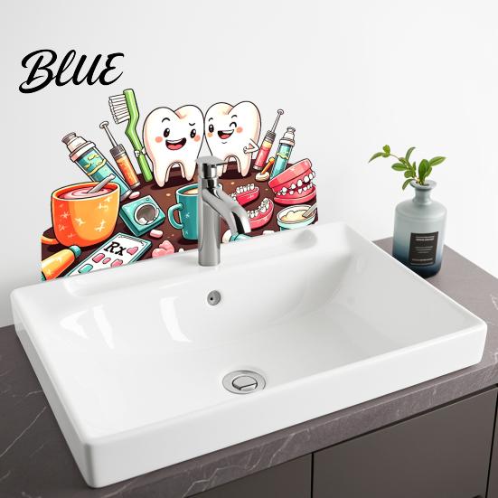 Versatile Adhesive Wall Decals Cartoon Smiling Teeth Decals Dental Tools Self-Adhesive Stickers Funny Stickers for Bathroom Art Kids Bedroom Clinic