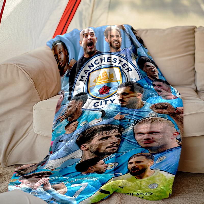 1pc Comfortable Home Print Throw Blanket, Manchester United Manchester City Blanket For Bed and Sofa Use, Special Present For Family