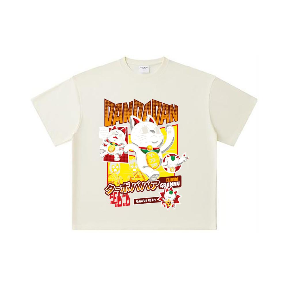 260 GSM Double Yarn 32 Count 100% Cotton Dandadan V31 Turbo Granny Print Unisex Heavy Cotton T Shirt