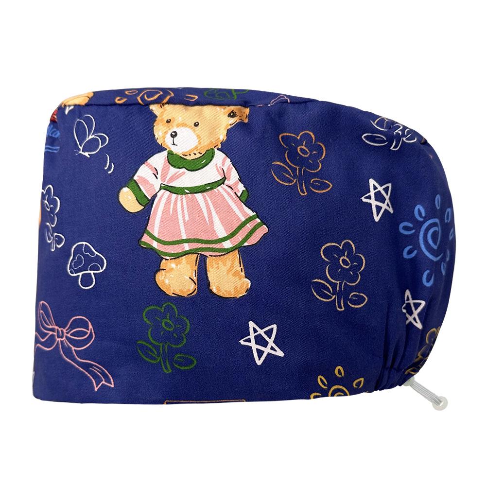 Floral Snap-Button Surgical Cap for Nurses and Doctors