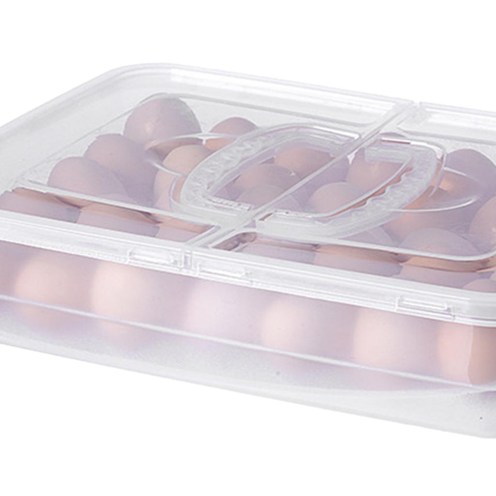 Portable Egg Storage Box 34 Grids Plastic Egg Storage Carrier with Handle for Kitchen Refrigerator