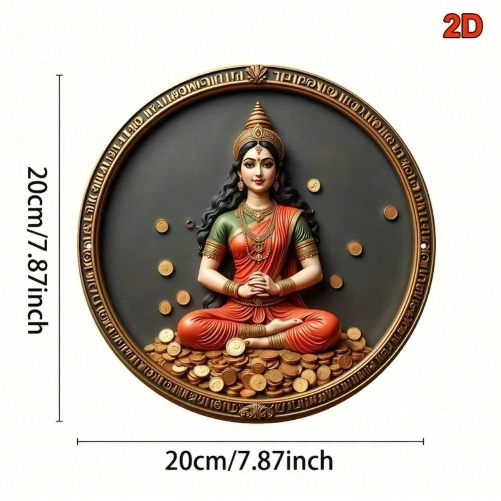 Round Metal Tin Sign Lakshmi Vintage Home Decor Wall Art Plaque
