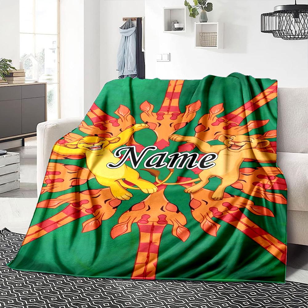 Custom Name Lion Adventure Party Blanket For Couch Bed Plush Cozy Fuzzy Blanket Super Soft Warm Blankets For Fall And Winter 0916268