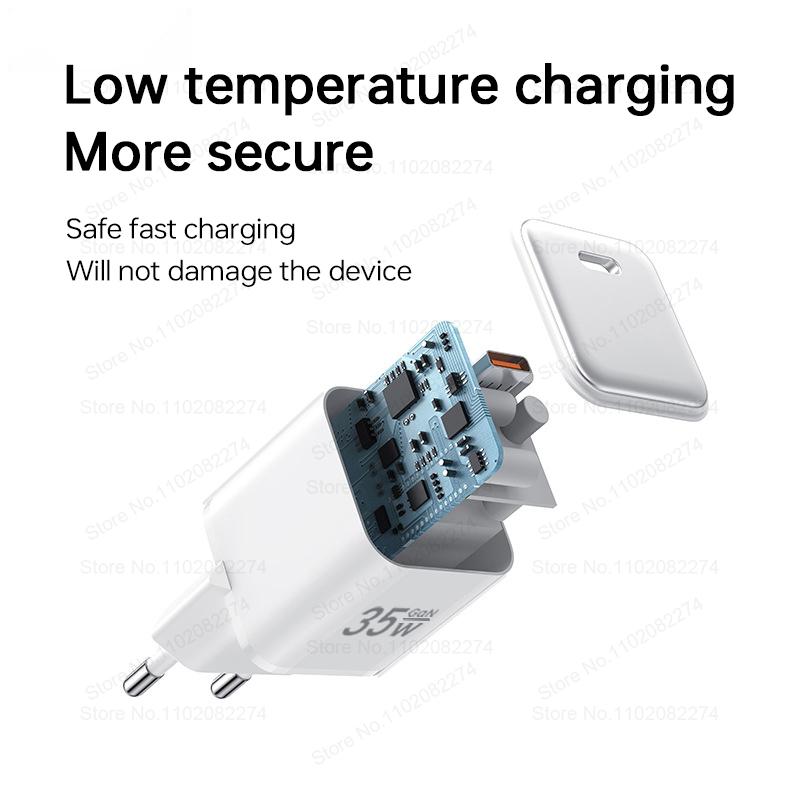 35W GaN Charger Super Fast Charging for iPhone 14 13 12 11 Pro Max Plus iPad Air USB Type C Cable for iPhone Charger Accessories