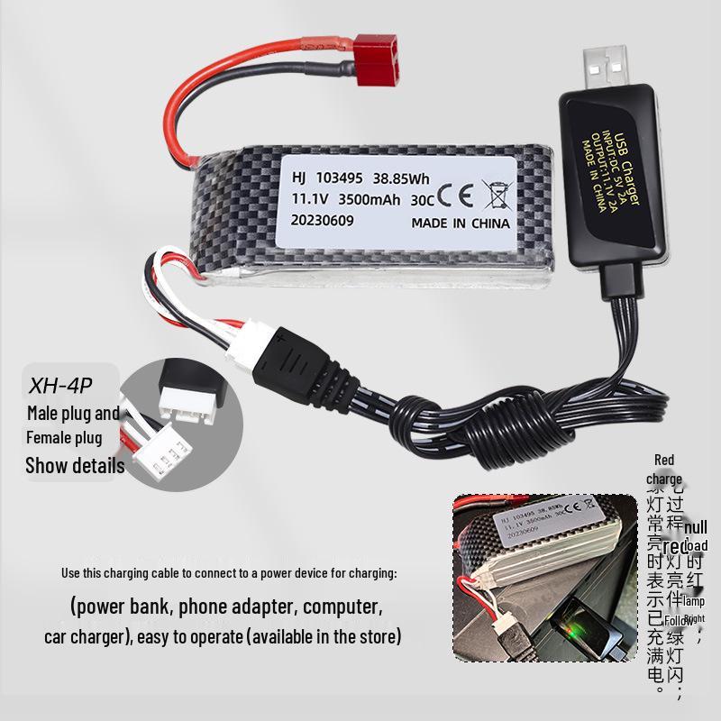 11.1V 3500mAh 30C High Discharge LiPo Battery for Boat, Aircraft, and Car Models (3S)