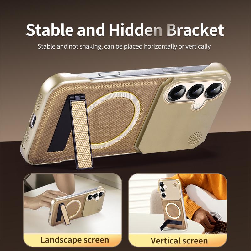 KEYSION Luxury Magnetic PU Leather Aromatherapy Phone Case for Samsung Galaxy S22 S23 Ultra Kickstand Borderless Back Cover