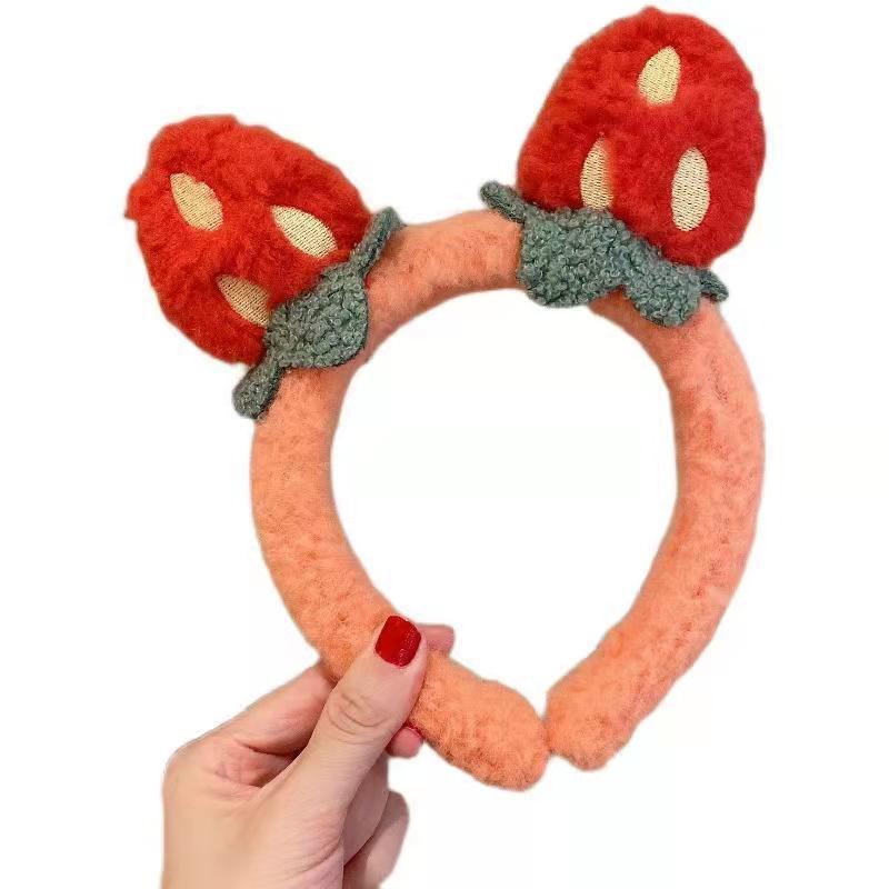 Cute Strawberry Headband: 3D Sweet Forest Design for Makeup & Face Wash - Korean Style
