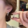 Fashion Shiny Zircon Double Loop Hoop Earrings for Women Girls Irregular Personality Earrings Buckle Daily Jewelry Accessories