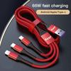 Car Data Cable 3 In1 Mobile Phone Charging Cable Fast Charge Typec For Jeep Grand Cherokee Wrangler JK Gladiator Compass Renegad