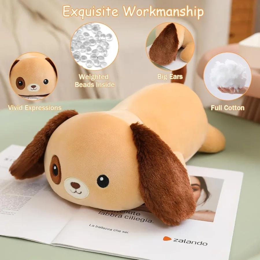Weighted Dog Plush Stuffed Animal designed for Adults Gentle Brown 13.8 Inch 1.6 Lbs Adorable Labrador Plushie Pillow Toy Present