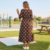 Damen Polka Dot Print Schmeichelhaftes Taillenbetonendes Midi-Kleid für Urlaub und Resort