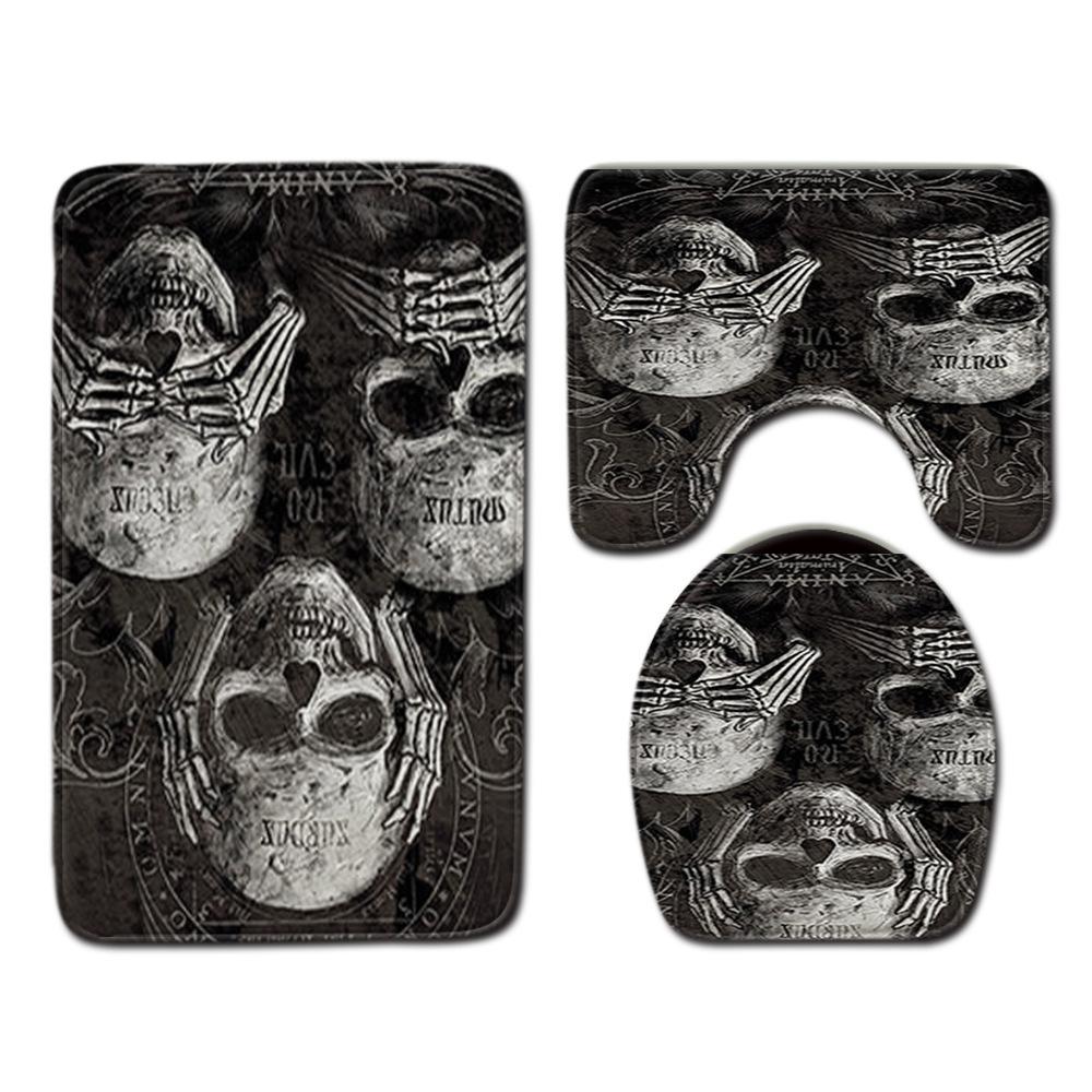 Personality Thriller Bathroom Toilet Three-Piece Floor Mat Door Mat Bathroom Carpet Now