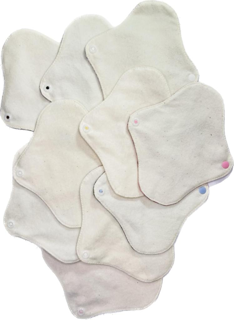 Sweet Cotton Japanese Cloth Napkins Petit Panty Liners 10 Pieces and Pattern (Unbleached Flannel/Color Available)