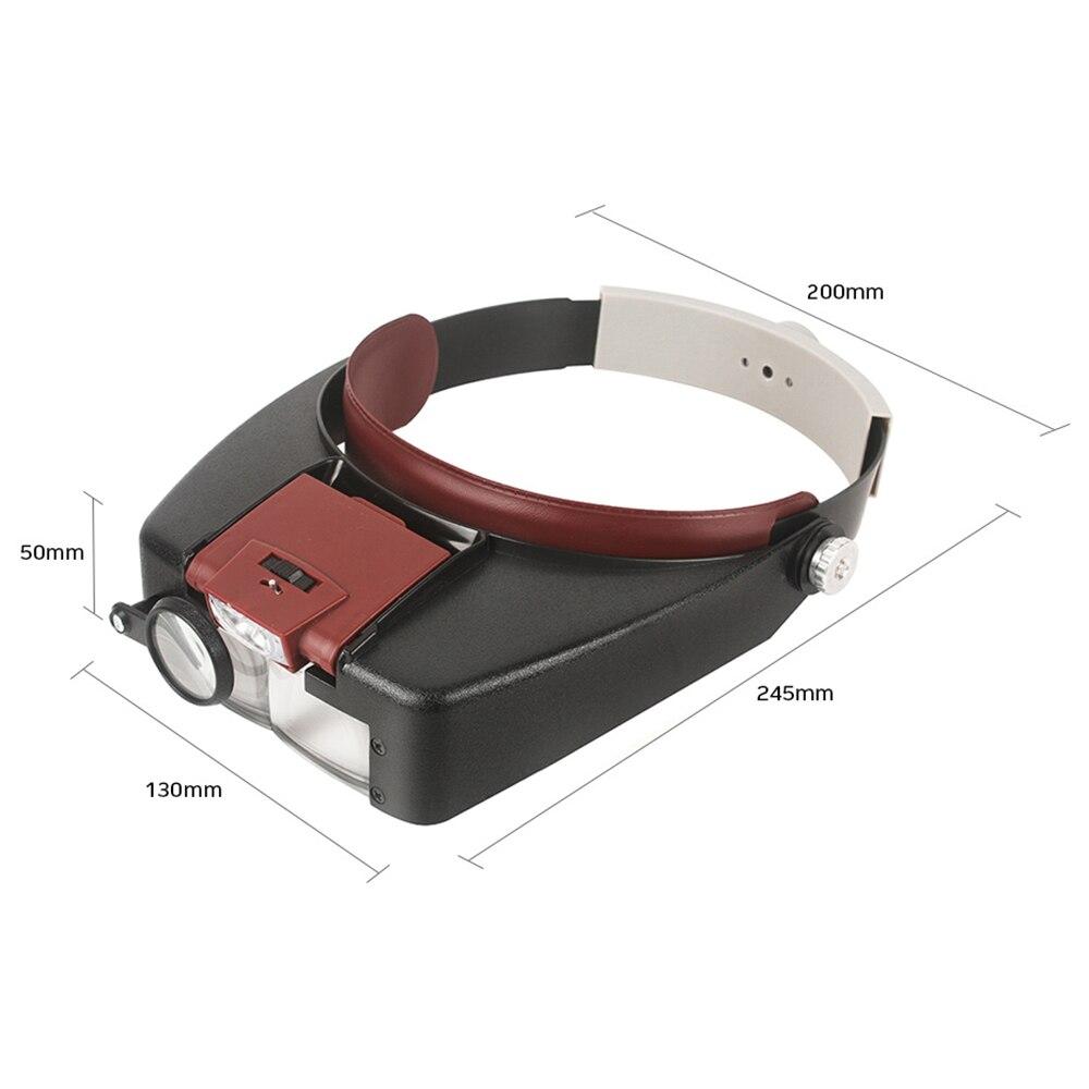 10X 3X LED Head Mounted Magnifier Optivisor Hands-Free Magnifying Glass with Light for Soldering Circuit Repair and CNC Tool