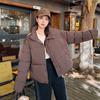 Winter new small cotton-padded women's clothing hem drawstring stand-up collar cotton-padded jacket small loose cotton-padded jacket