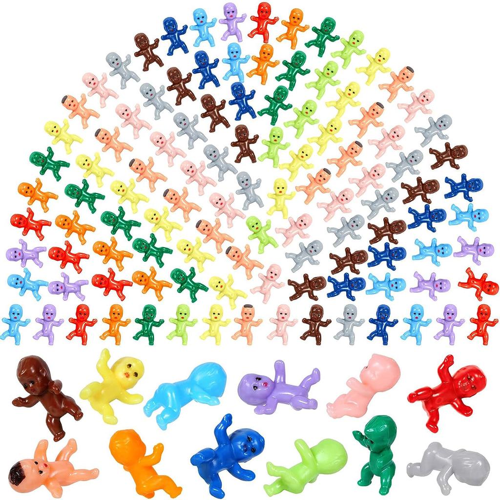 120 Stück Mini-Plastikbabys, Winzige Plastik-Babyfiguren Kleine Dreikönigskuchen-Babys Großpackung für Eiswürfel Mein Wasser ist gebrochen Babyparty-Spiel