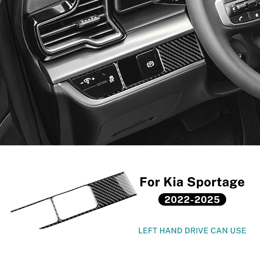 Real Soft Carbon Fiber Sticker For Kia Sportage NQ5 2022 2023 2024 2025 LHD RHD Car Headlight Switch Frame Trim Accessories