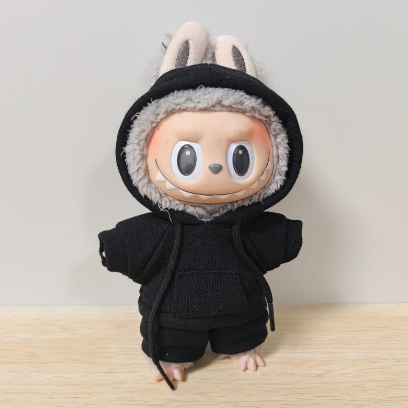17cm Labubu Puppenkleidungsset Einfarbiges Hoodie-Sweatshirt und Hosen-Outfit zum DIY-Puppenanziehen Geschenk für Spielzeugsammler