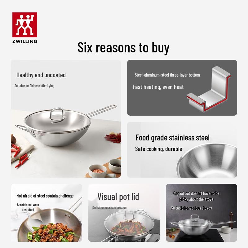 Zwilling 30cm 304 Stainless Steel Wok