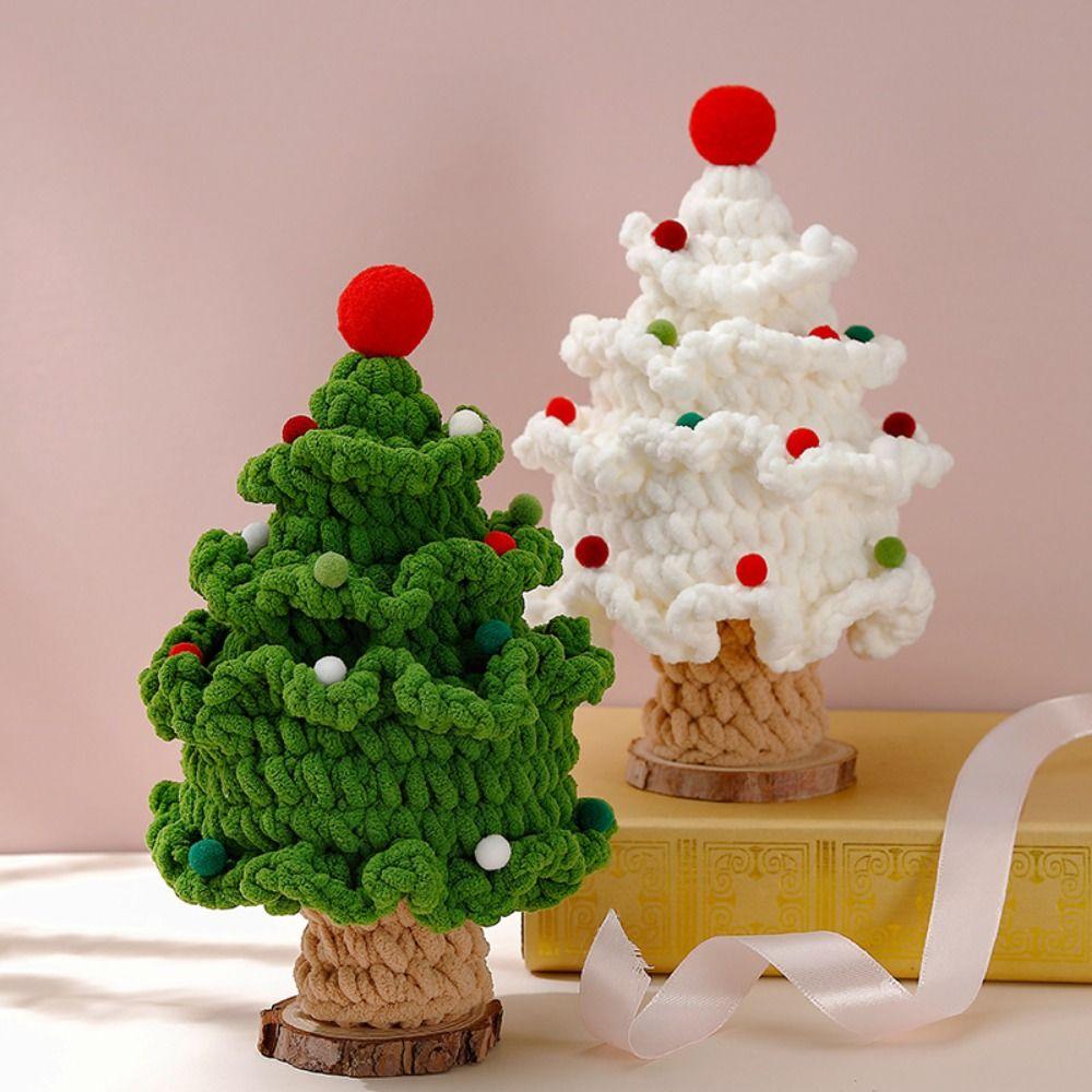 Finished Crochet Christmas Tree Hand Woven Artificial Knitted Tabletop Ornament  Christmas Day