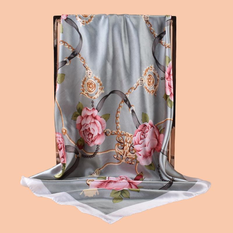 1PC Women's Summer Beach Accessory Fashion Satin Square Scarf 90*90inch Multi-use Headscarf Party Use Versatile Hair Towel
