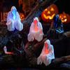 Grim Reaper Statue, Spooky LED Light Up Black White Robe Figurine, Halloween Gothic Hanging Ornament for Home Party Decor