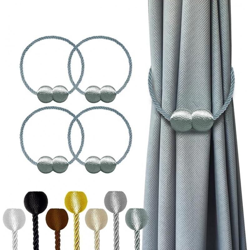 4pcs Sturdy Magnetic Curtain Holders - Robust Design, Elegant And Minimalist Curtain Clips with Powerful Magnetic Fastening