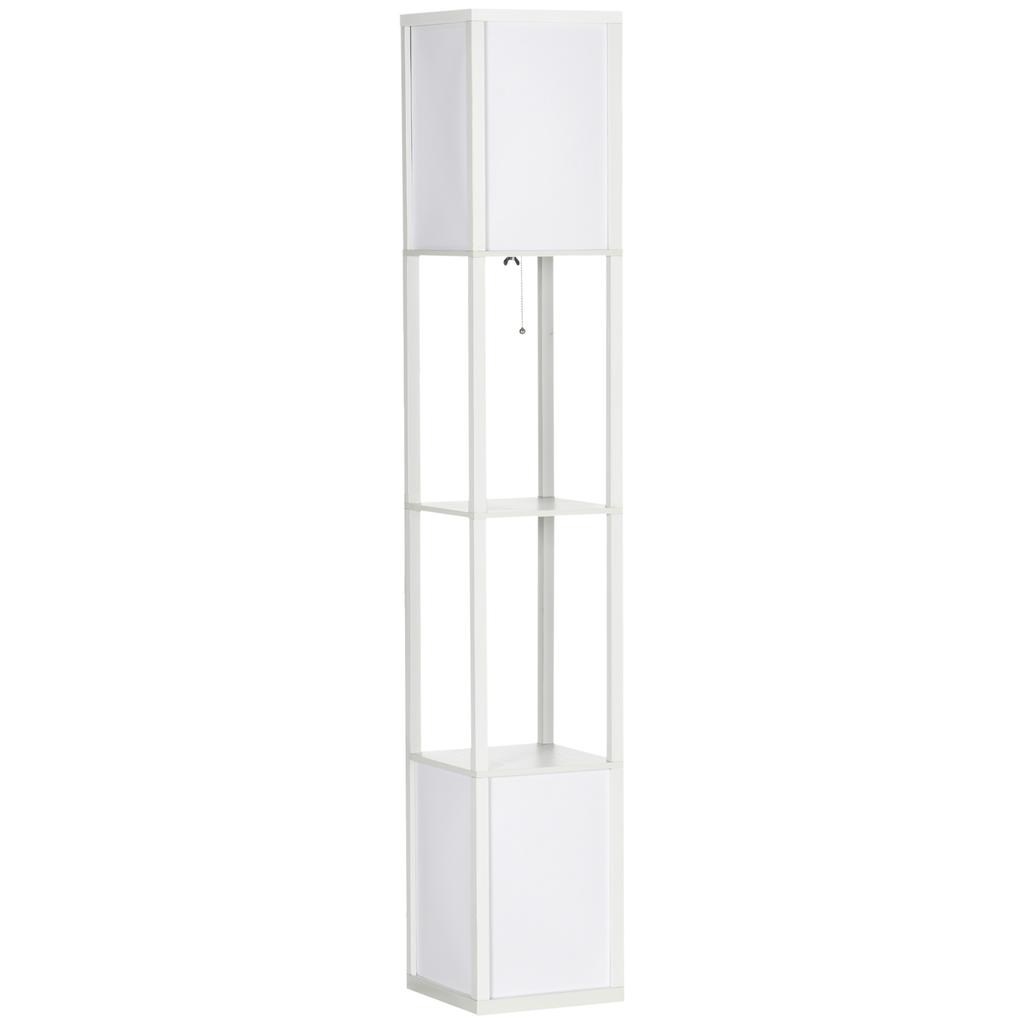 156cm Floor Lamp Shelving Unit - White