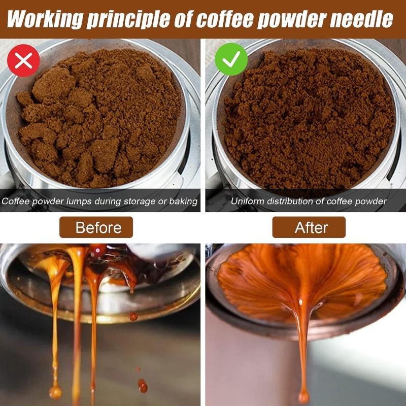Stainless Steel Coffee Tamper Espresso Coffee Stirrer Needle Coffee Powder Distributor Hand Stirrer Tool for