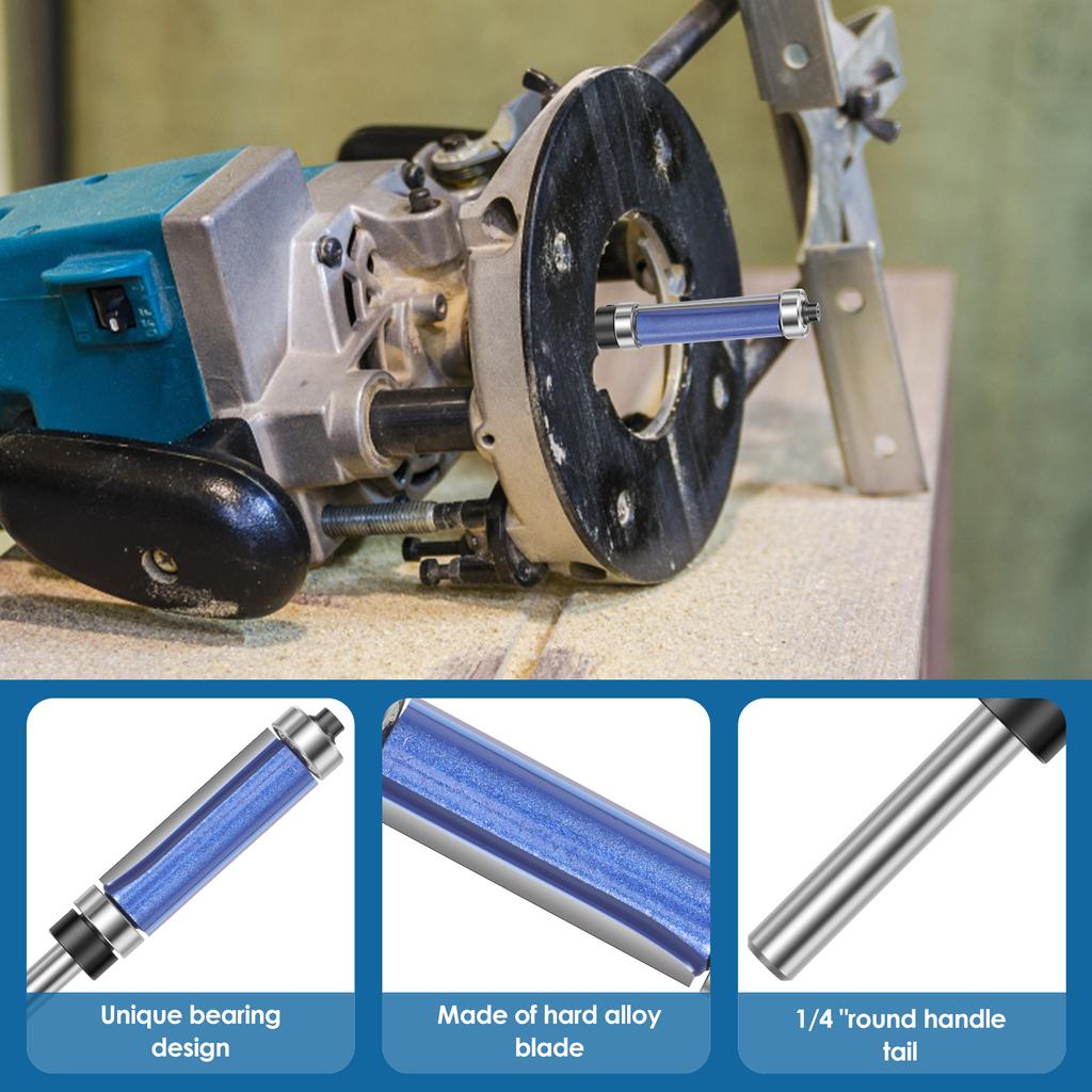 6,35mm Schaft Biaxiales Trimmwerkzeug Doppellager Hartmetall Bündigfräser Fräserbits Set für Holzschnitzerei Fräser Fräswerkzeuge