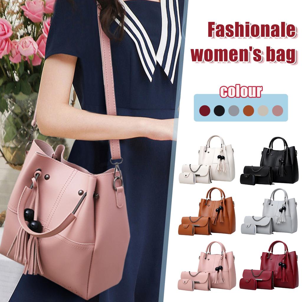 Women's Fashion Simple Large Capacity Shoulder Messenger Handbag Three-piece Set