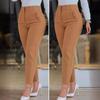 High Waist Slim Fit Women Pants Casual Trousers Tight Legs Hip Hugging Pure Color Long Pants with Pockets Daily Wear