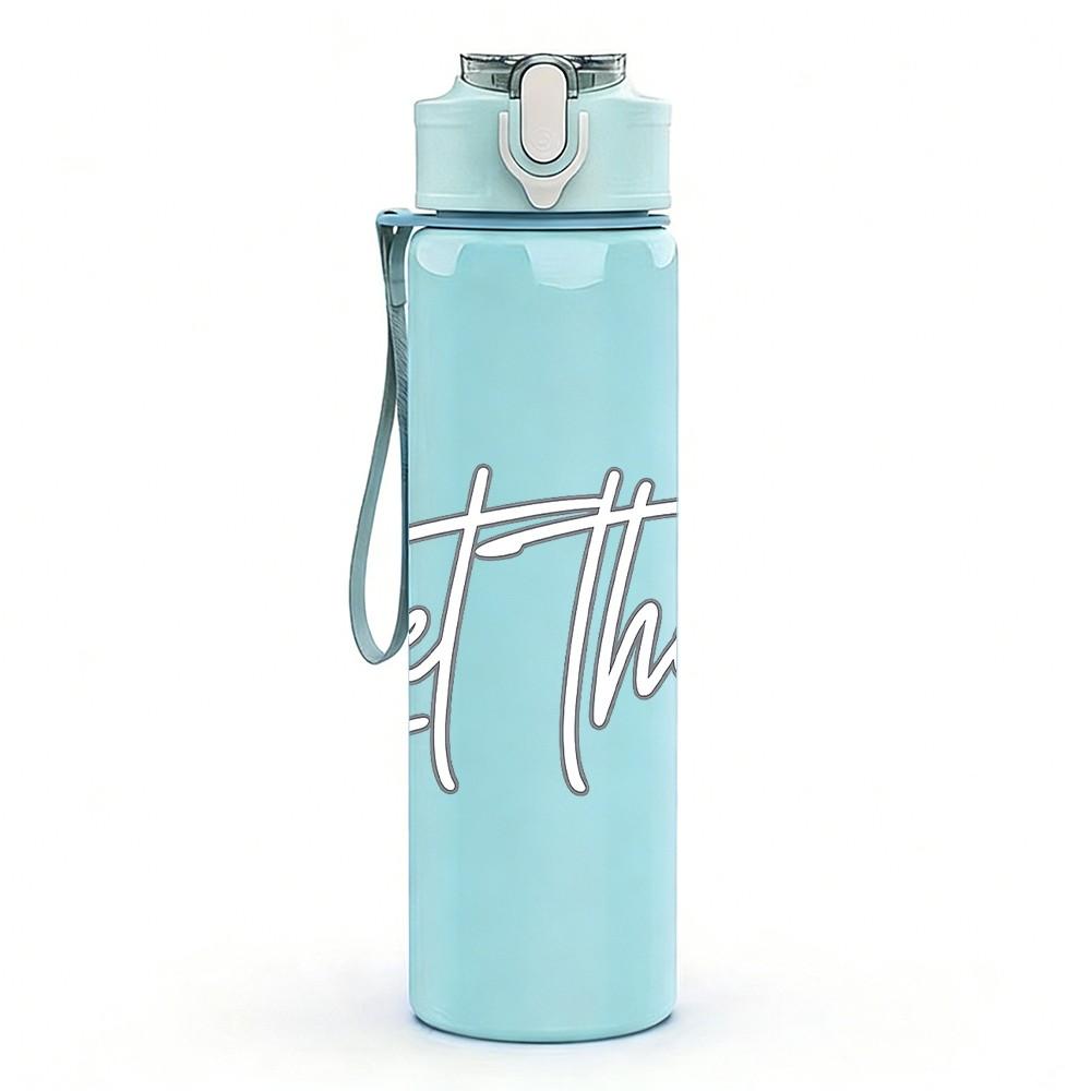 1PC Let Them Minimal Letter Art Print 750ml Color Plastic Sports Water Bottle Leakproof Flip Straw Lid Suitable for Sports Office Home Use