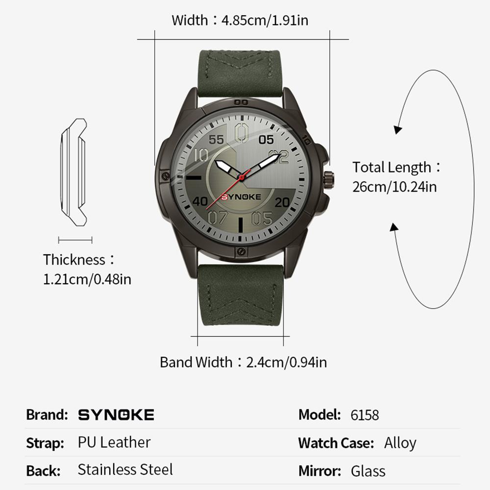 Mens Quartz Watch - Round Dial, PU Leather Strap, 30m Water Resistant, Alloy Case,  Watch