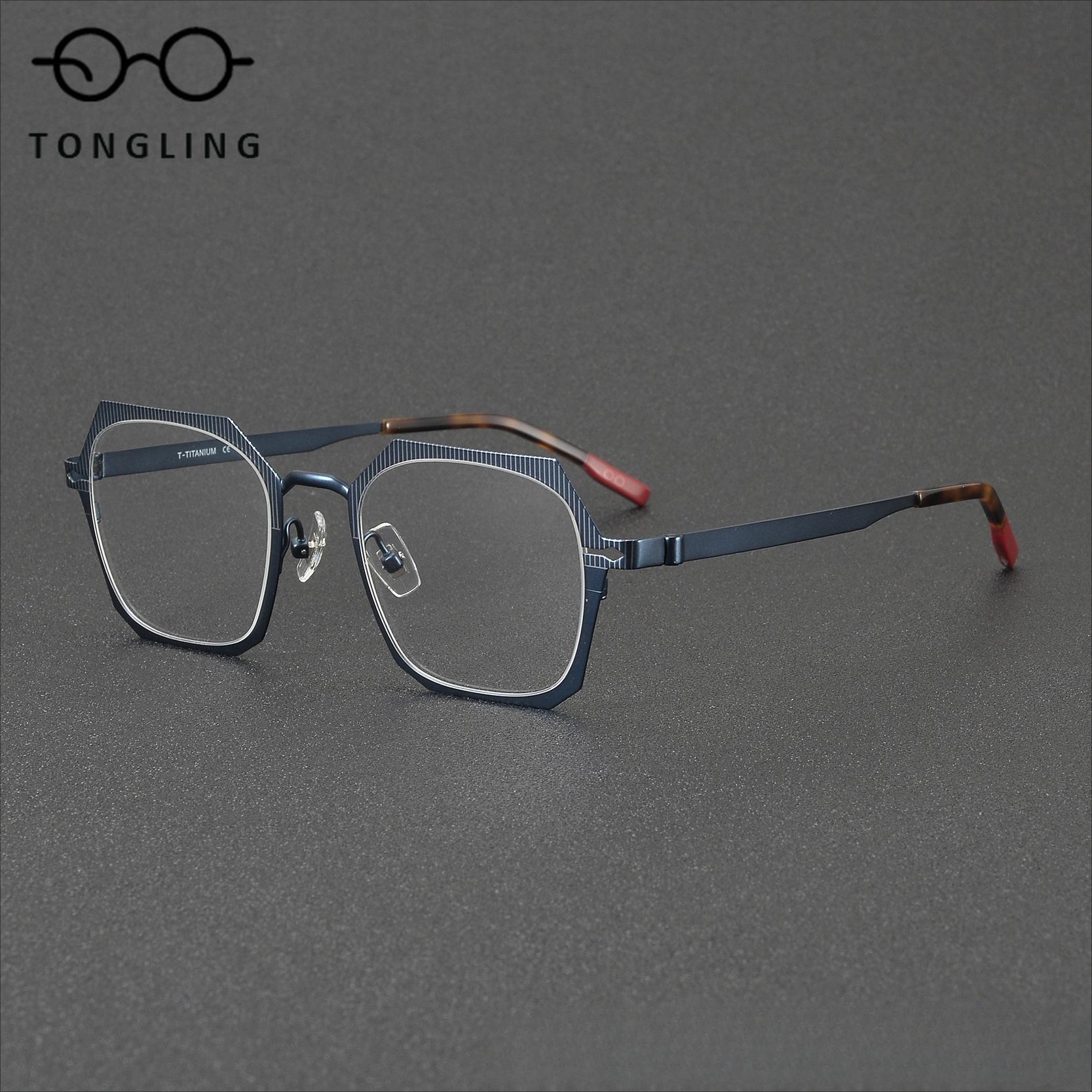 2026 New Fashion Handcrafted Polyhedron Titanium Alloy Women Eyeglass Frame High-end Retro Men Irregular Personalized Eyeglasses C2