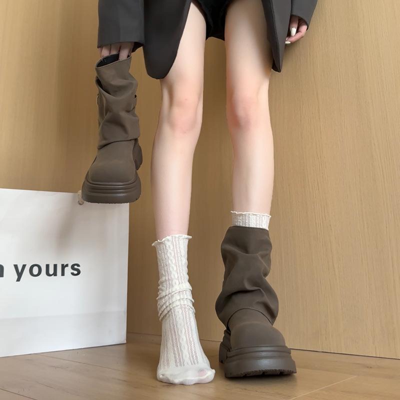 Thick-soled heightened trousers, Martin boots, thin thick-heeled women's 2025 new British style versatile short boots, retro and fashionable