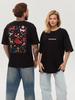 Black Oversized T-Shirt with Russian Fairy Tale Print