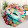 1pc Pink Cat Art with Floral Accents Automatic Folding Umbrella - 3 Folding Design, Vivid Cartoon Pattern, Suitable for Outdoor Activities,