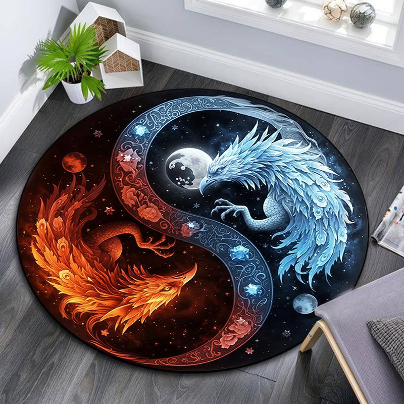 Cartoon Print Round Area Rug,Carpet Rug for Living Room Bedroom Sofa Playroom Decor,Non-slip Floor Mat