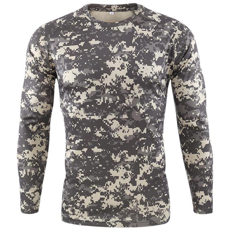 T-shirt a Maniche Lunghe Camouflage alla Moda Casual Autunnale Streetwear da Uomo T-shirt Stampate 3D Tendenza Traspiranti Magliette Sportive Pullover