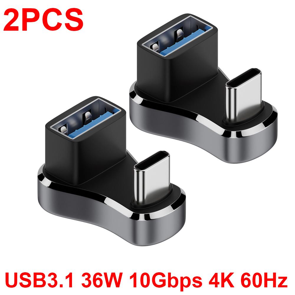 1/2PCS 180 Degree Angle USB C Adapter USB-C Male to Female Converter 20Gbps 140W Type C Charging Adapter for Steam Deck