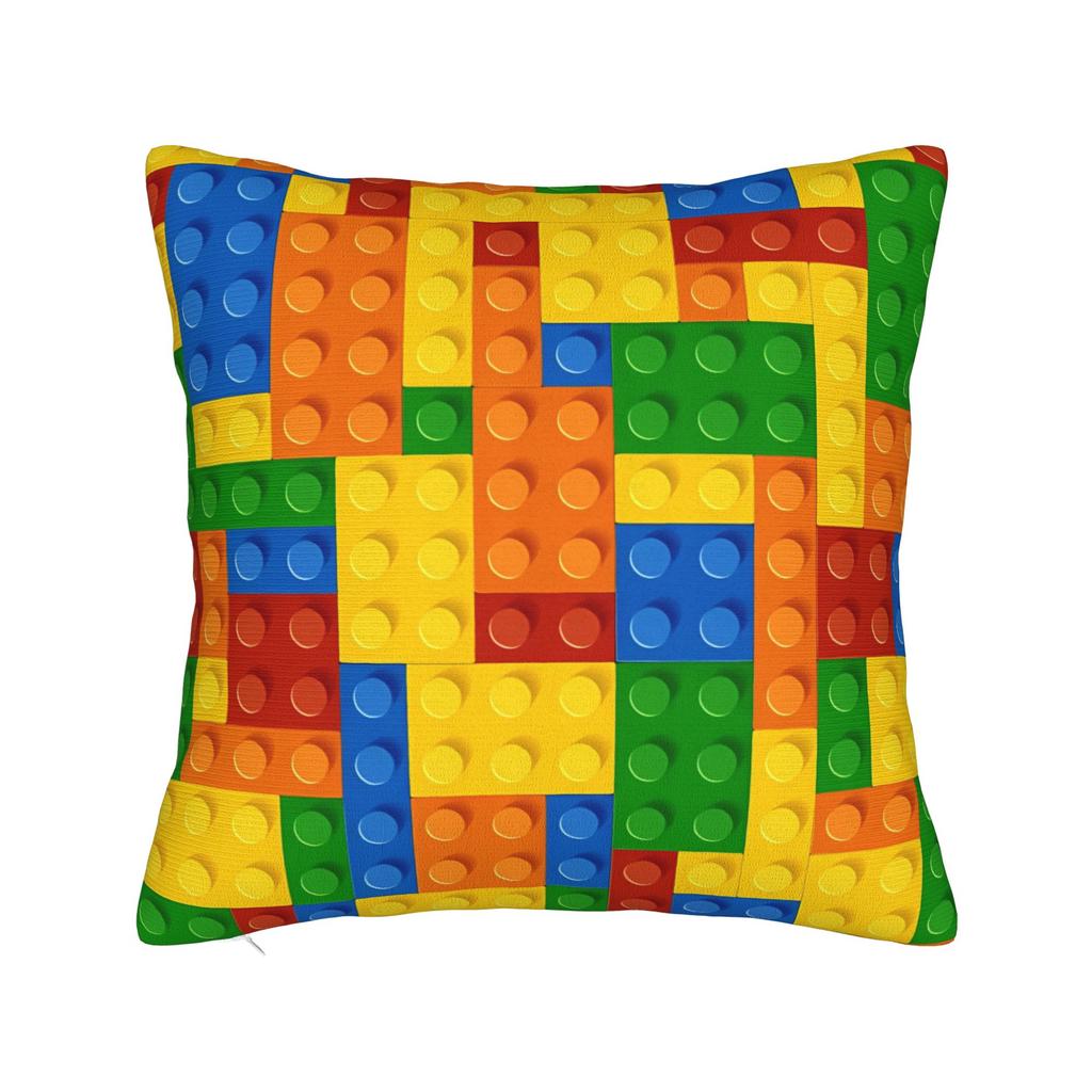 Classic Red Green Blue Yellow Building Blocks Bricks Pillow Case Comfy Pillow Cover Funny Pillowcases For Living Room Sofa
