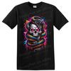 Skull Snake Neon Gothic Horror T Shirt W/ Vivid Graffiti Art Graphic Tee Print