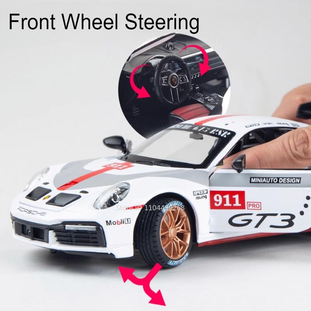 1:24 911 GT3 RSR Panamera Sports Car Model Toy Doors Opened Metal Diecast Light Sound Pull Back Vehicle Models Ornaments Gifts